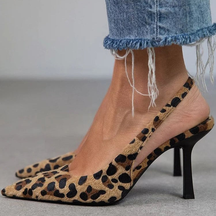 Marie™ | Pointed Toe Leopard Print Stiletto Heels