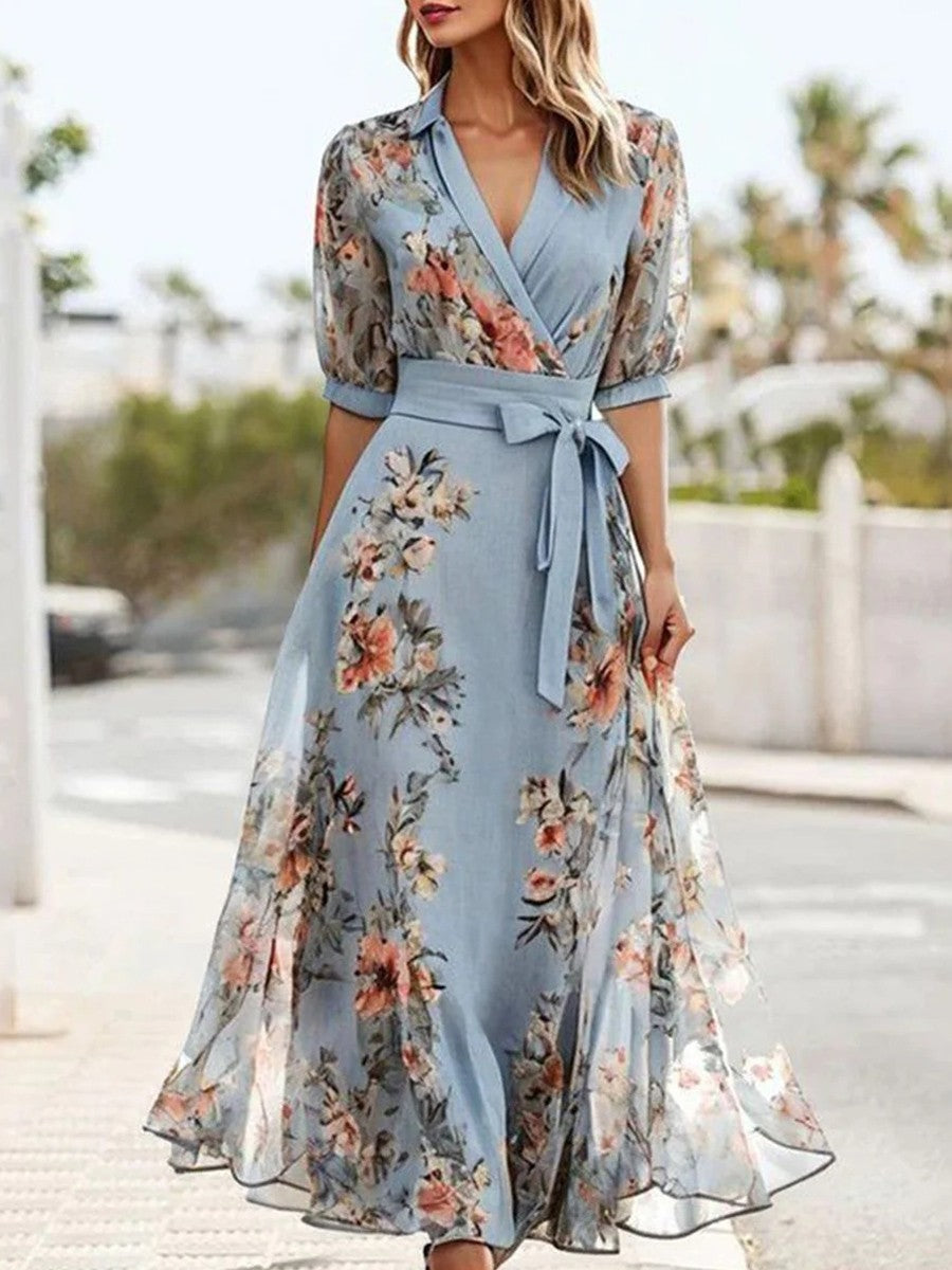 Samantha™ | Floral V-Neck Midi Dress