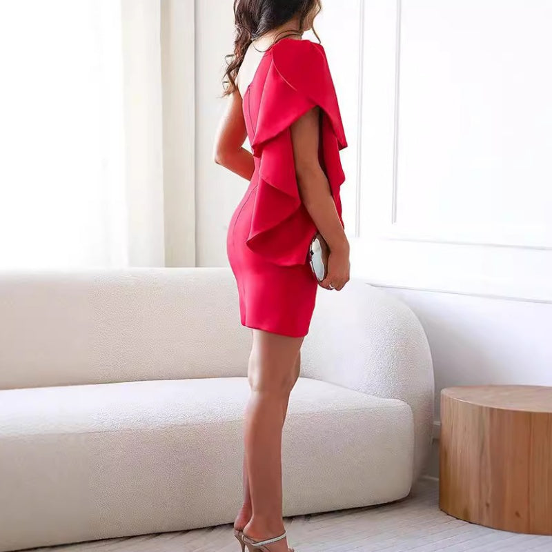 Elisette – Draped One-Shoulder Mini Dress