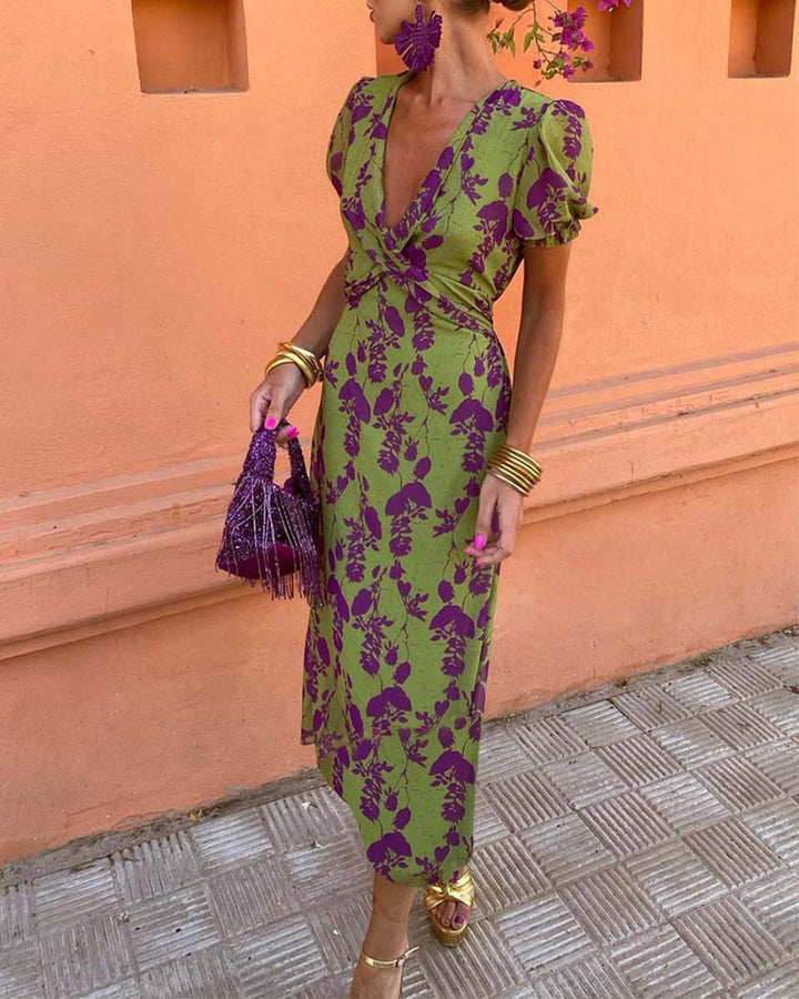 Angelina™ |  Stunning V-Neck Midi Dress