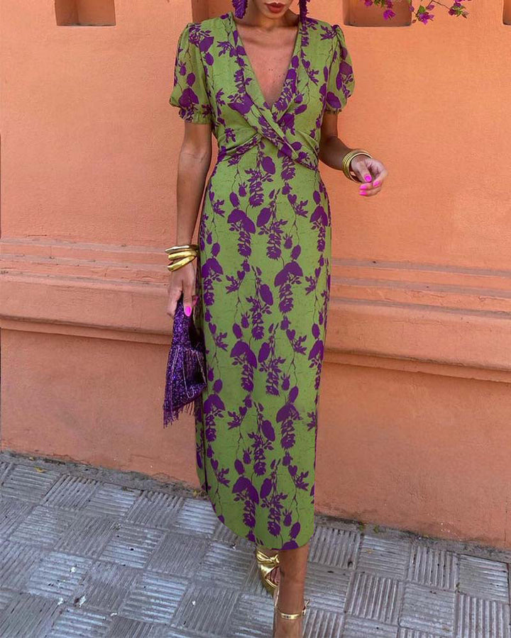 Angelina™ |  Stunning V-Neck Midi Dress