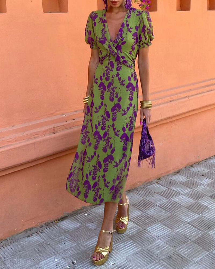 Angelina™ |  Stunning V-Neck Midi Dress