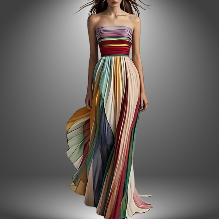 Klara™ | Colorful Stripes Tube Top Maxi Dress