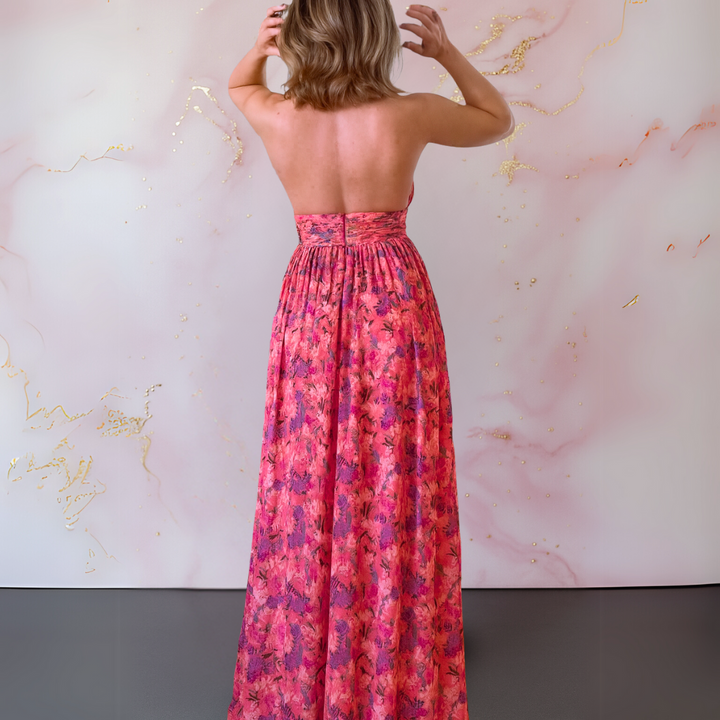 Vania™ | Elegant Floral Maxi Dress with Open Back