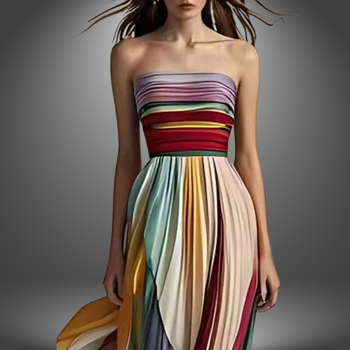 Klara™ | Colorful Stripes Tube Top Maxi Dress
