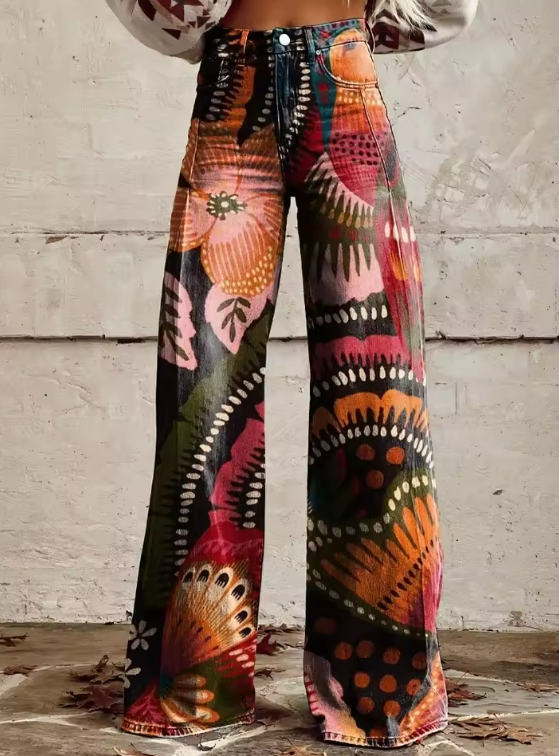 Vanessa™ | Vibrant Psychedelic Flared Jeans