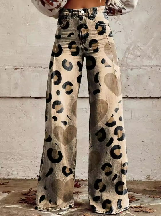 Violet™ | Leopard Heart Print Jeans
