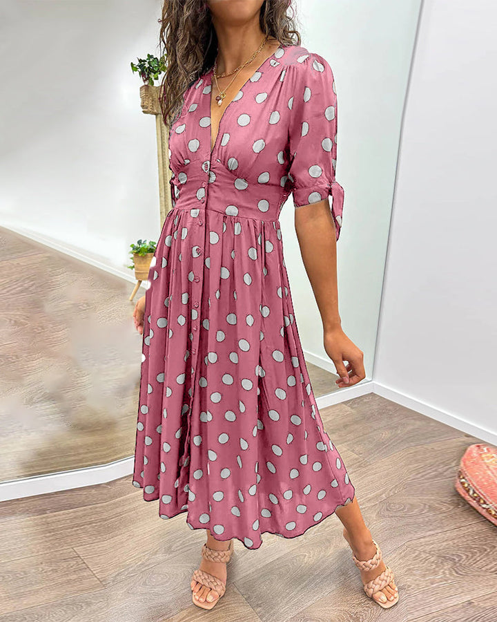 Emilienne­™ | Polka Dot V-Neck Dress