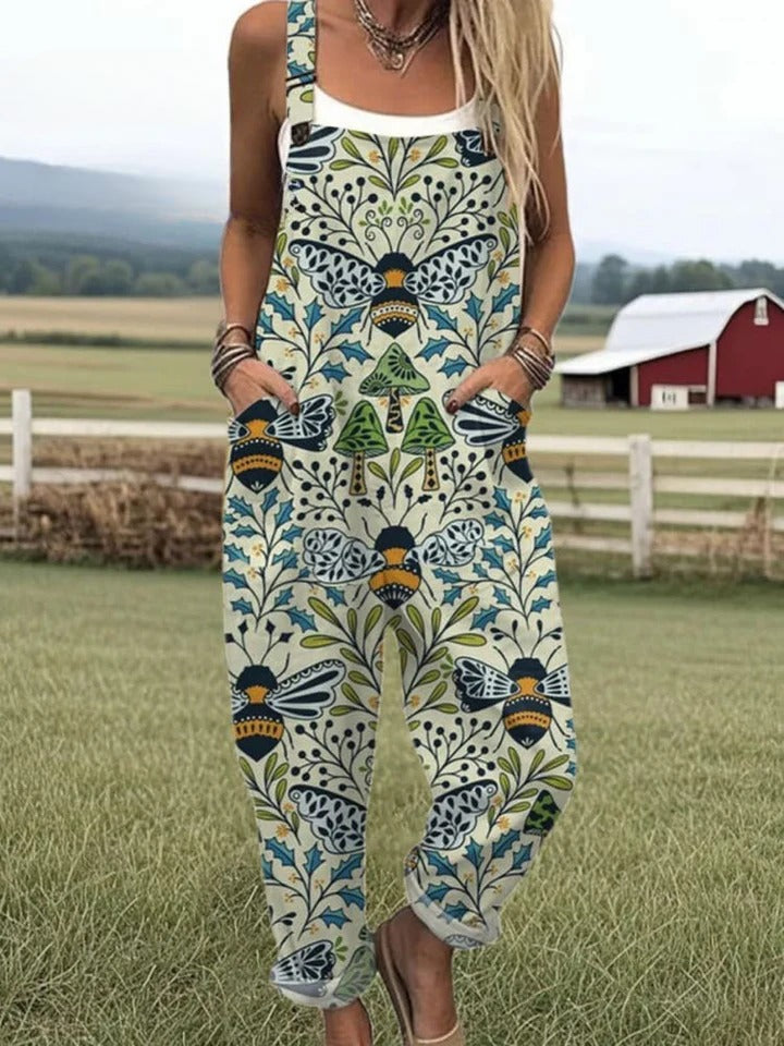 Edris™ | Flying Bees Embroidered Pattern Jumpsuit