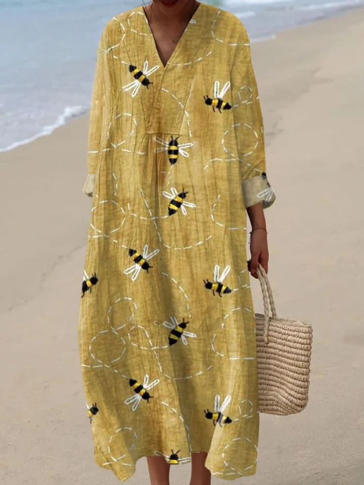 Edris™ | Flying Bees Embroidered Pattern Jumpsuit