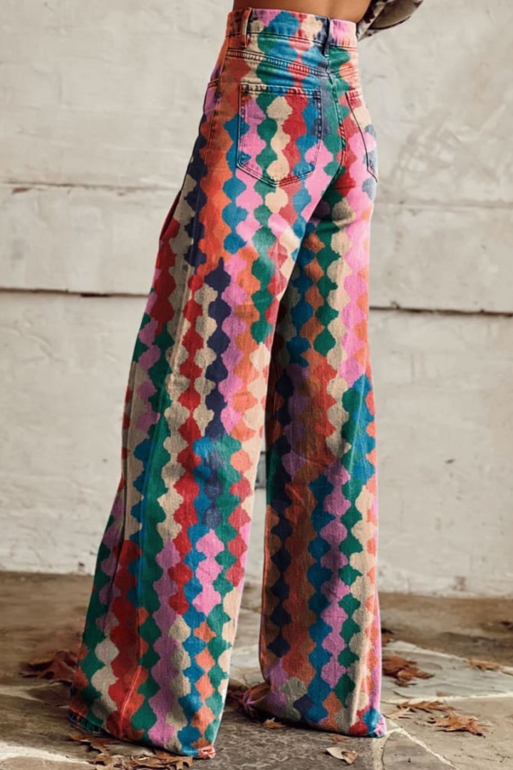 Bonnie™ | Colorful Patterned Wide-Leg Jeans