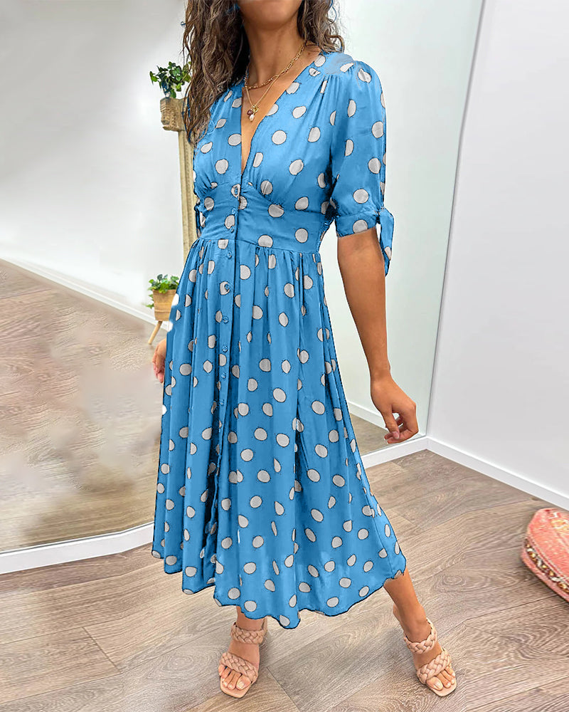 Emilienne­™ | Polka Dot V-Neck Dress