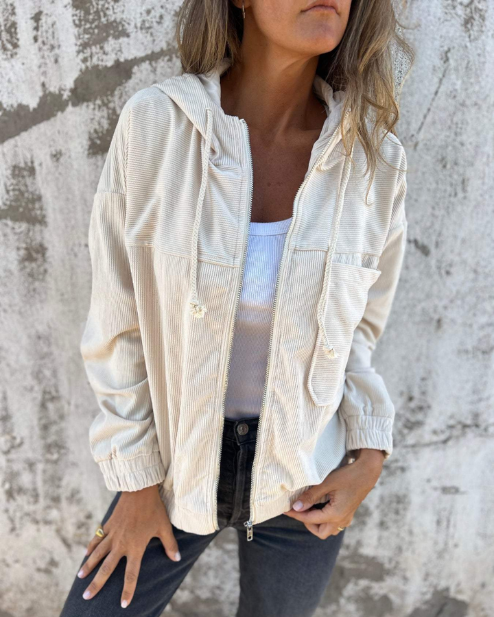 Danica™ | Corduroy Hooded Zipped Jacket