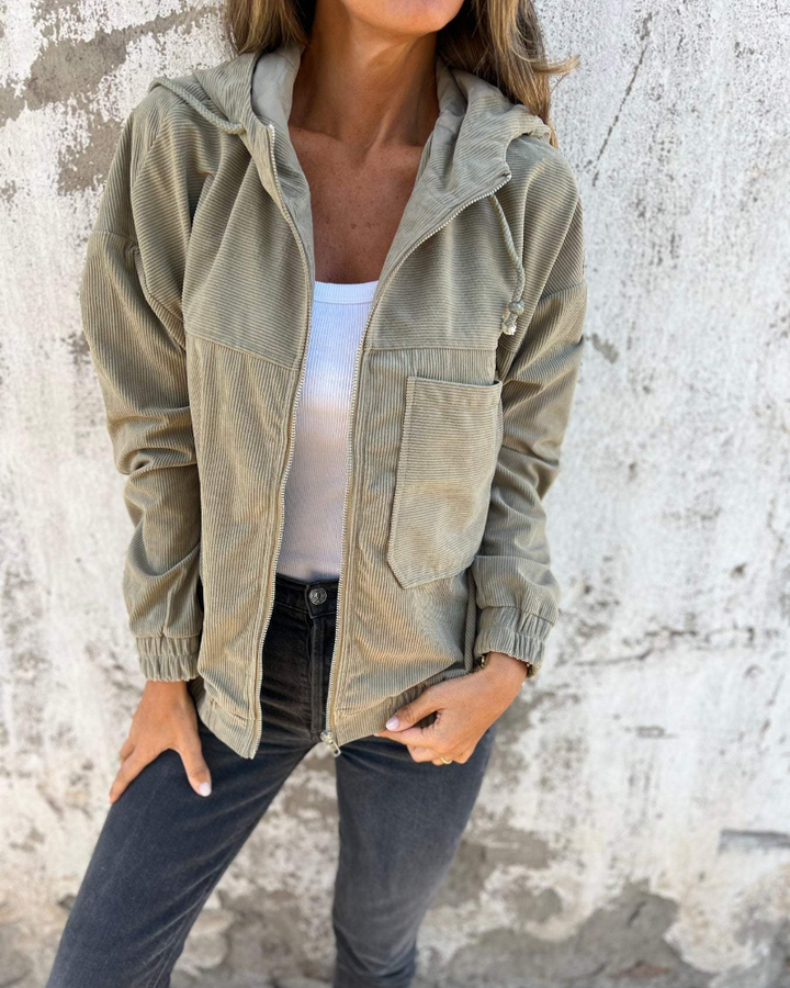 Danica™ | Corduroy Hooded Zipped Jacket