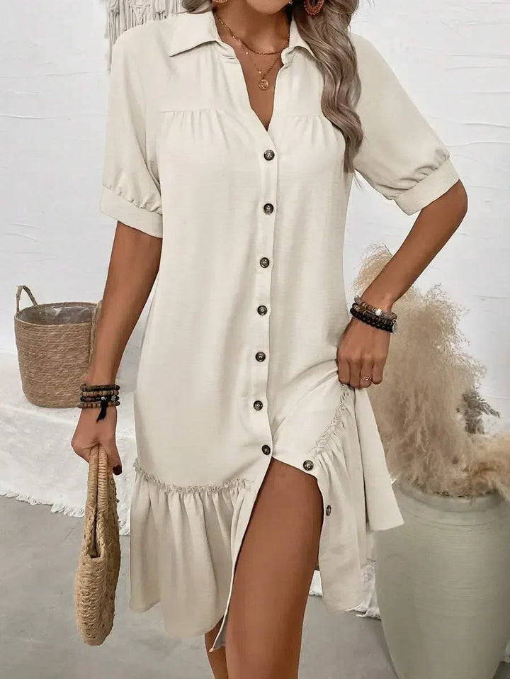 Emily™ | Button-Down Ruffle Hem Dress
