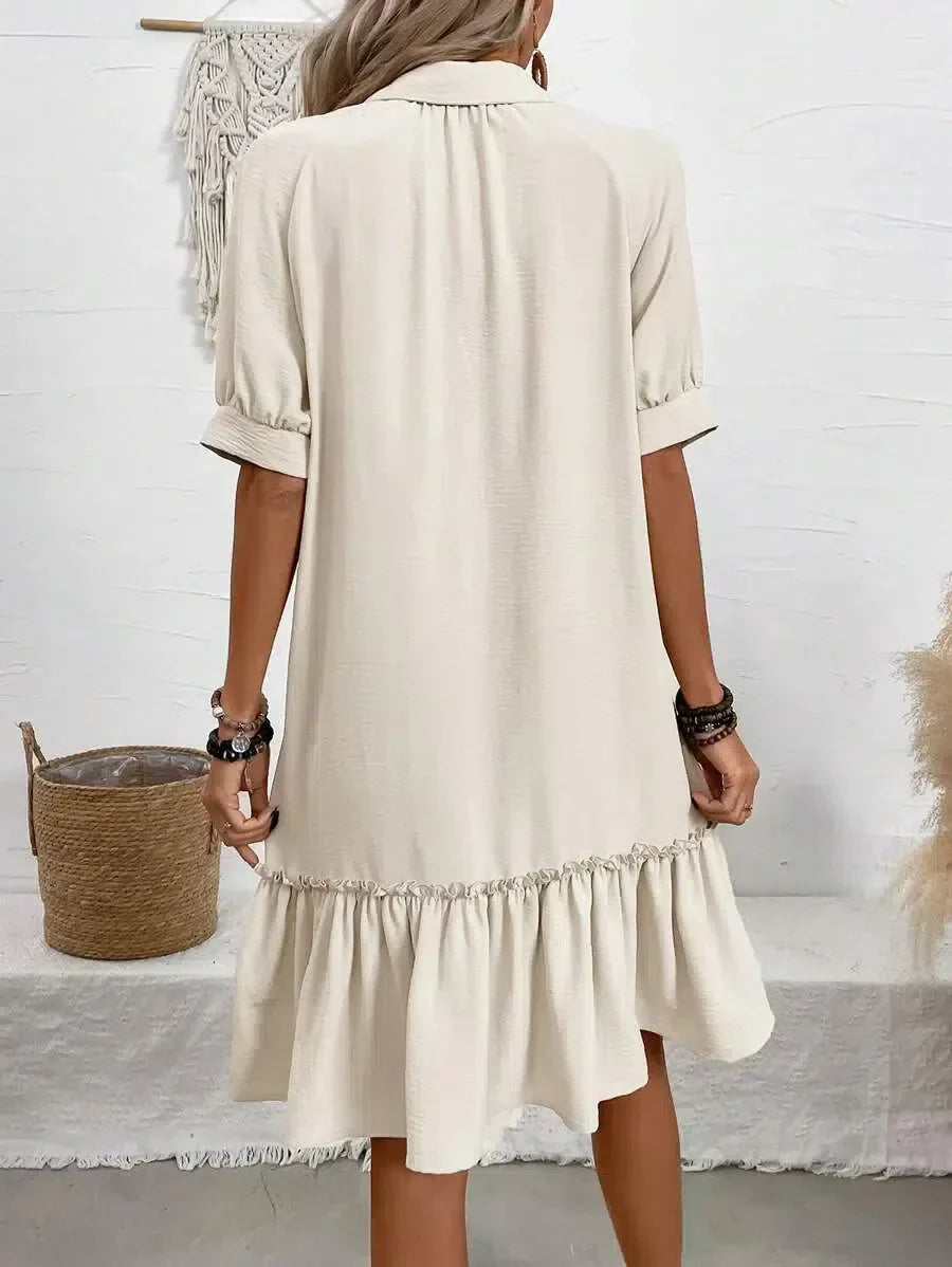 Emily™ | Button-Down Ruffle Hem Dress