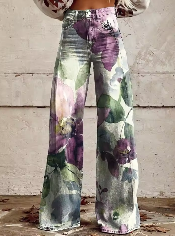Marissa™ | Floral Art Wide-Leg Jeans