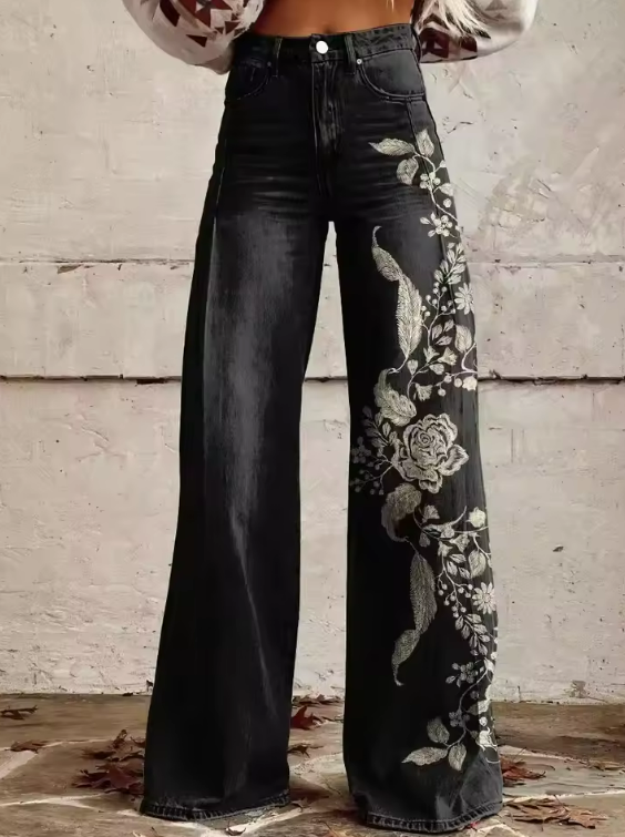 Taylor™ | Stylish Wide-Leg Embroidered Pants