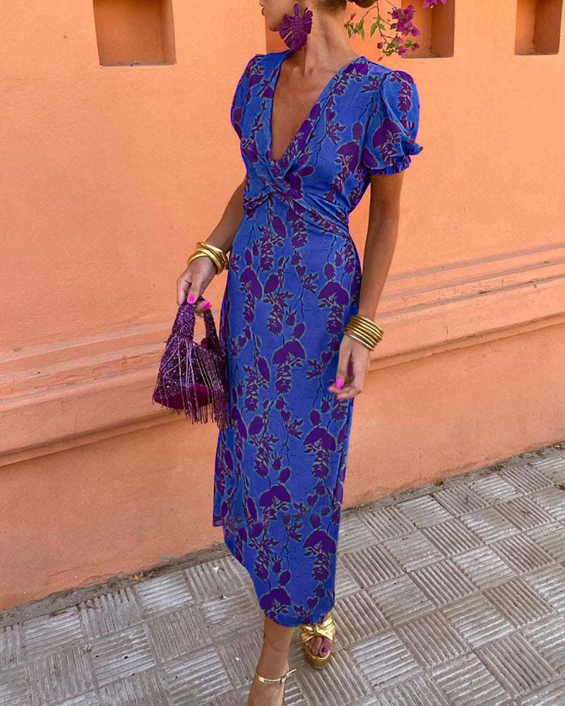 Angelina™ |  Stunning V-Neck Midi Dress