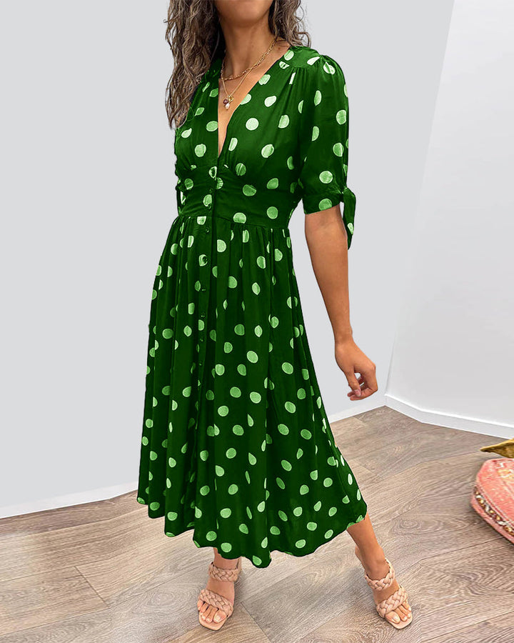 Miley™ | Polka Dots V-Neck Dress