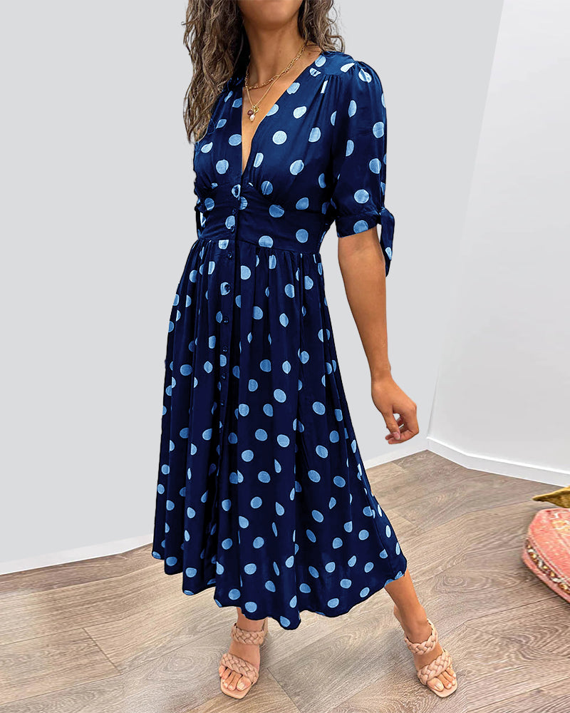 Miley™ | Polka Dots V-Neck Dress