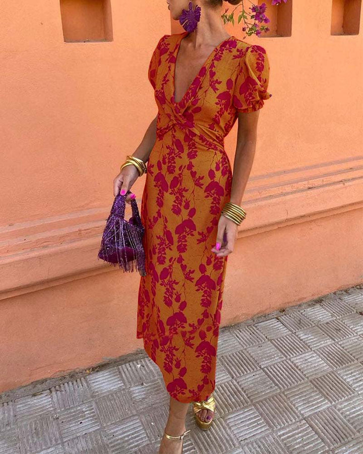 Angelina™ |  Stunning V-Neck Midi Dress