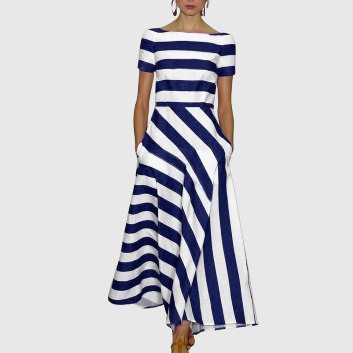 Madeline™ | Striped Off-Shoulder Maxi Dress