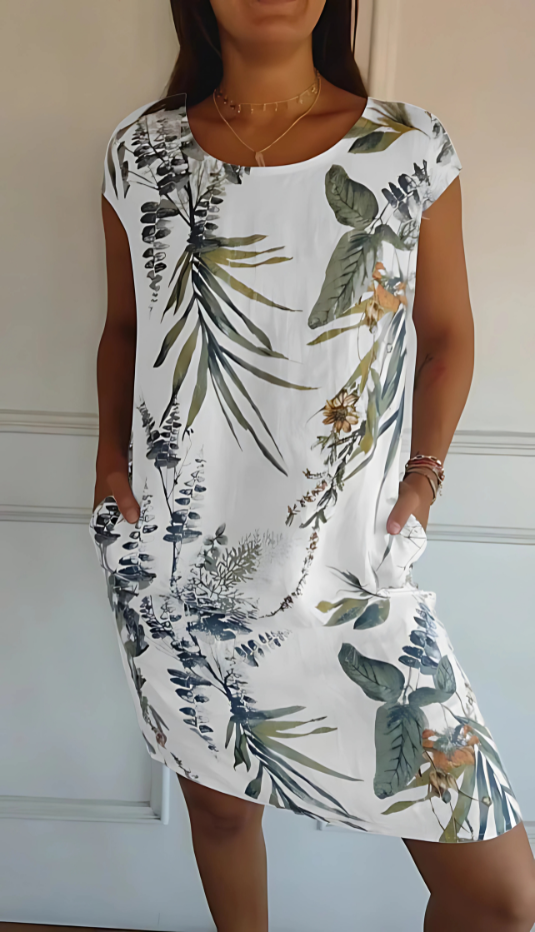 Jean™ | Casual Loose-Fit Knee-Length Printed Dress