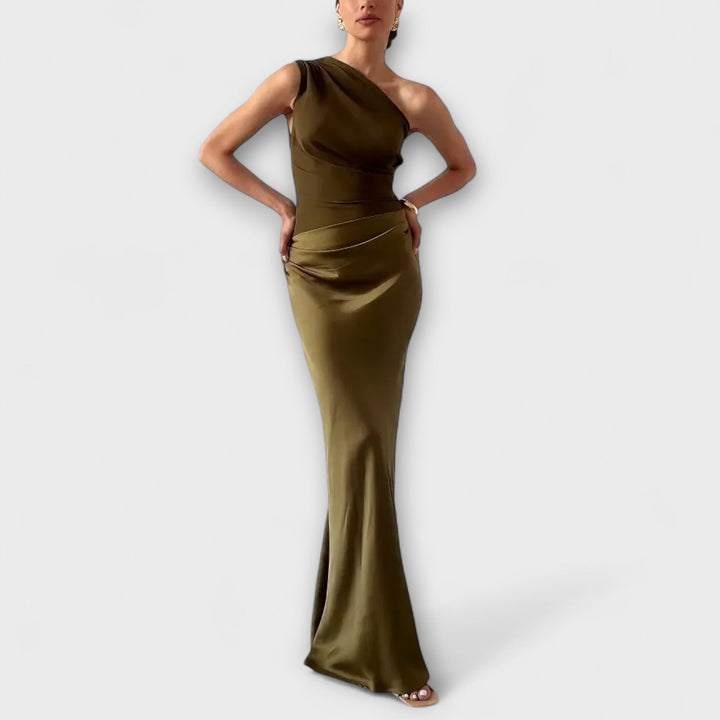 Serena™ | One-Shoulder Pleated Maxi Dress