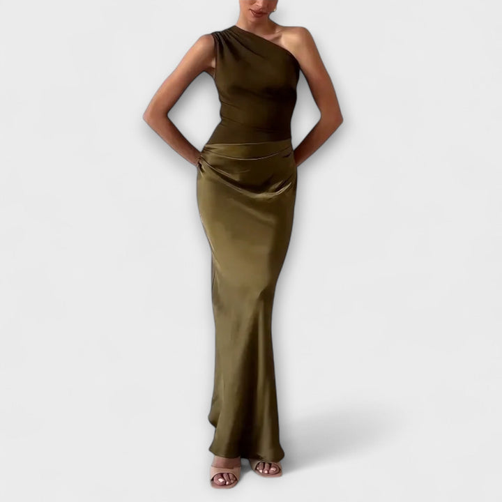 Serena™ | One-Shoulder Pleated Maxi Dress