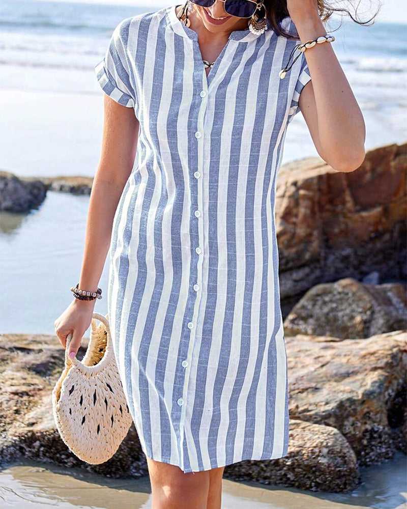 Deborah™ | Elegant Striped Shirt Dress