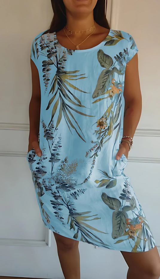 Jean™ | Casual Loose-Fit Knee-Length Printed Dress
