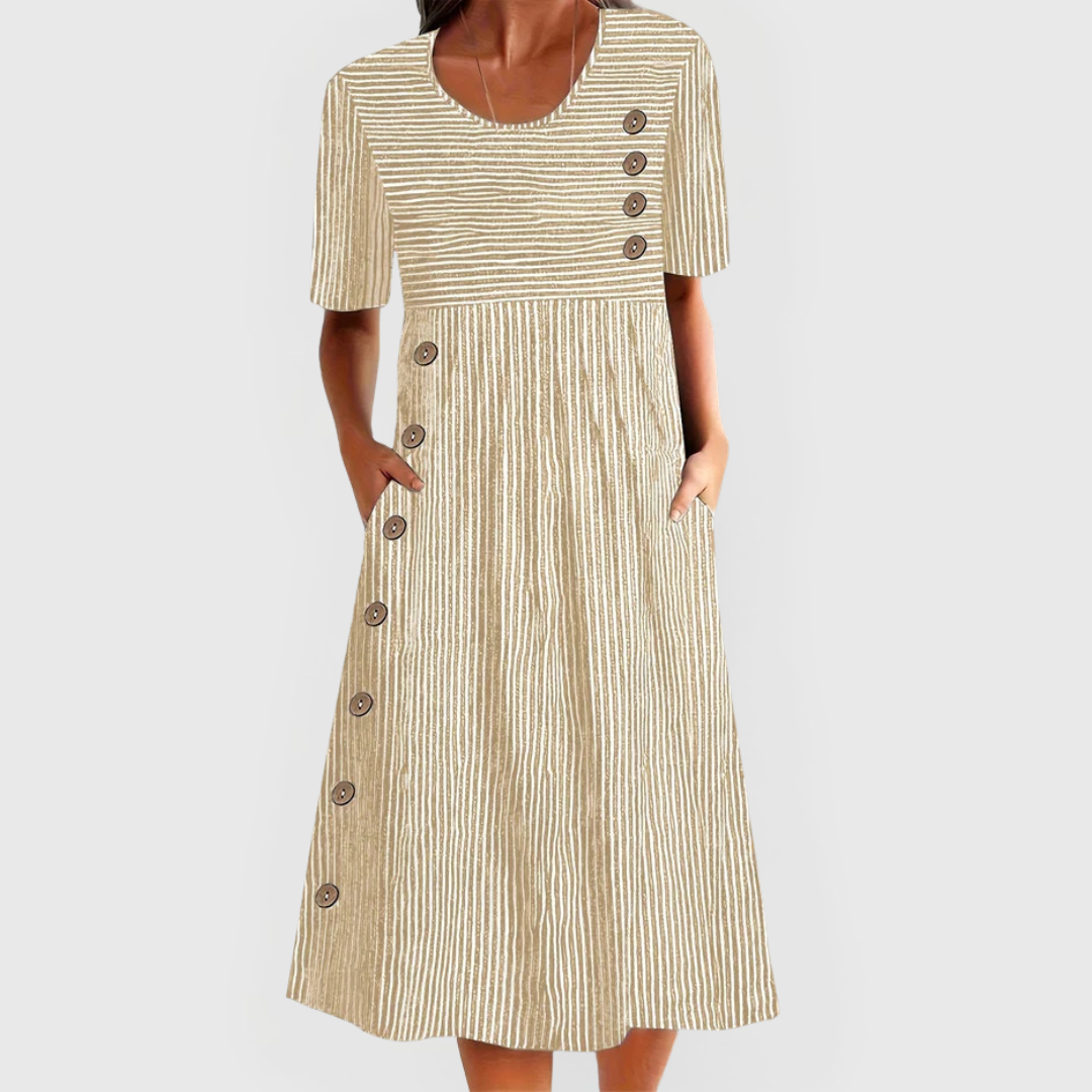 Ashlyne™ | Striped Midi Dress