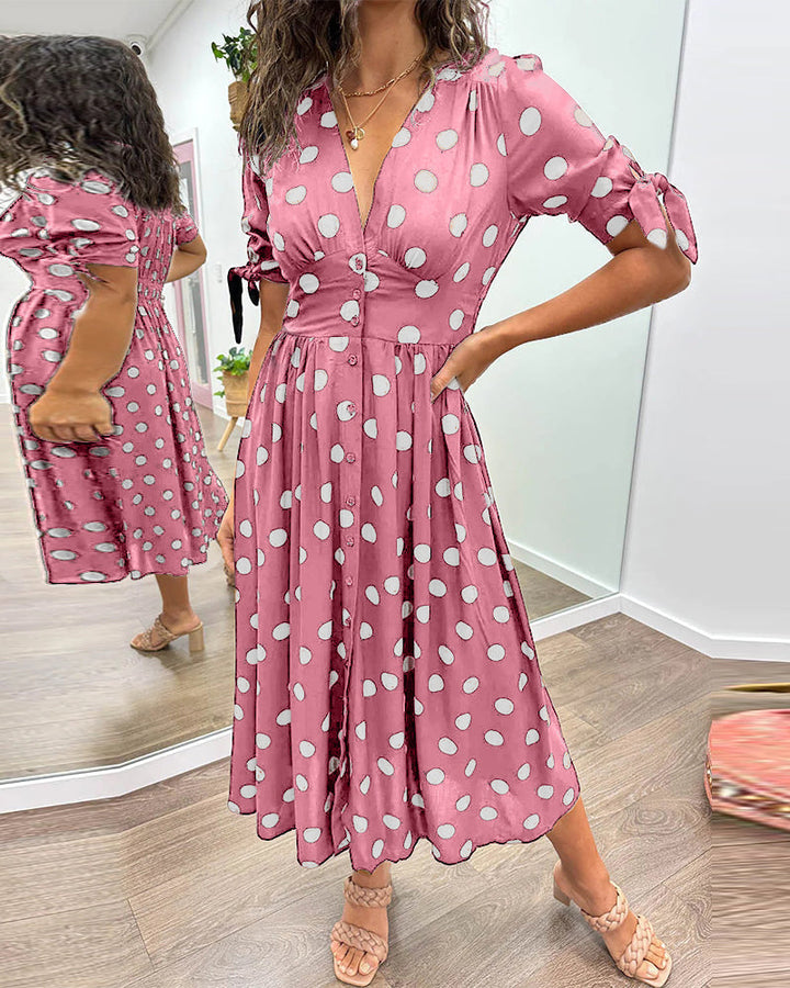 Emilienne­™ | Polka Dot V-Neck Dress