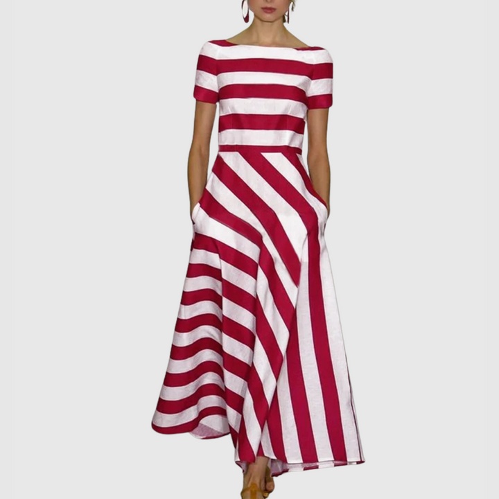 Madeline™ | Striped Off-Shoulder Maxi Dress