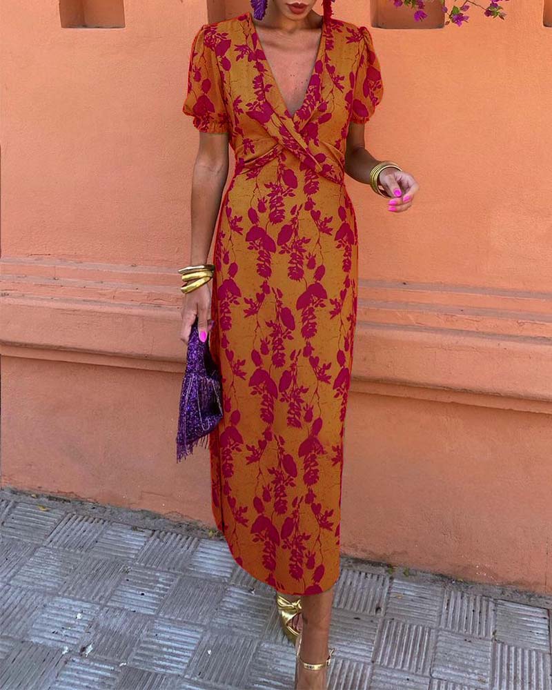 Angelina™ |  Stunning V-Neck Midi Dress