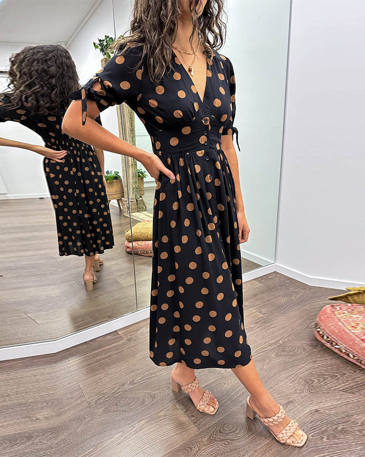 Miley™ | Polka Dots V-Neck Dress