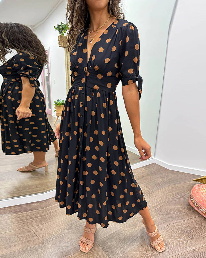 Miley™ | Polka Dots V-Neck Dress