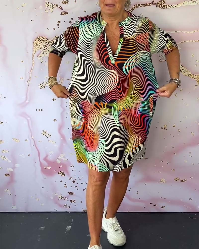 Vivian™ | Colourful V-Neck Dress