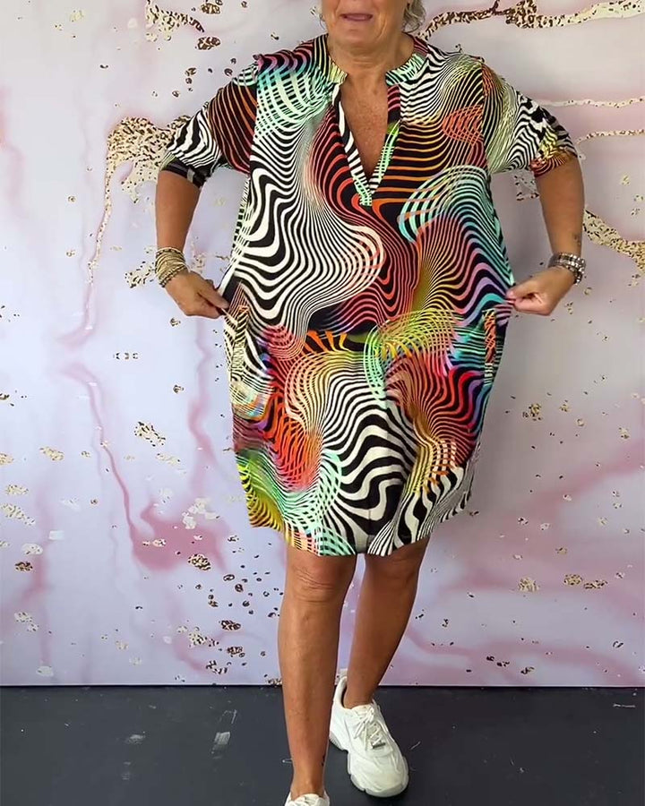 Vivian™ | Colourful V-Neck Dress