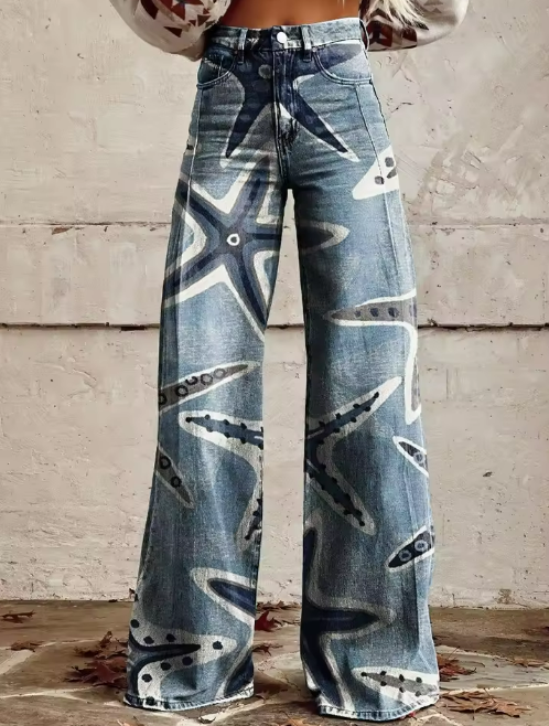 Verity™ | Artistic Starfish Print Jeans