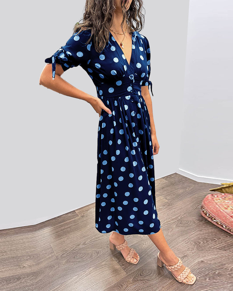 Miley™ | Polka Dots V-Neck Dress