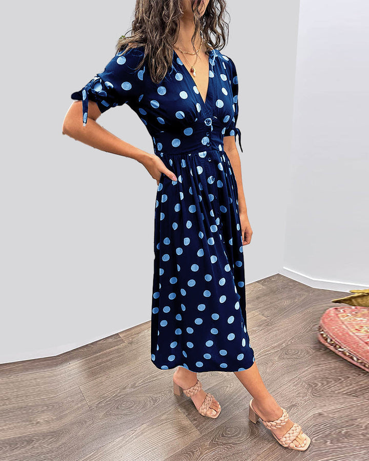 Miley™ | Polka Dots V-Neck Dress