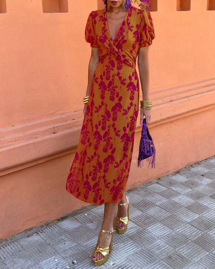 Angelina™ |  Stunning V-Neck Midi Dress