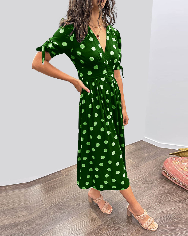 Miley™ | Polka Dots V-Neck Dress