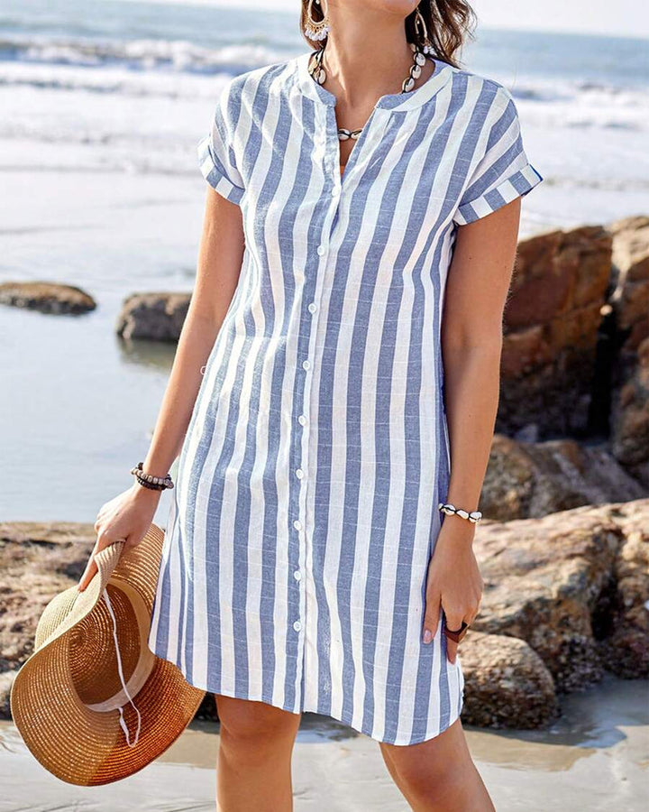 Deborah™ | Elegant Striped Shirt Dress