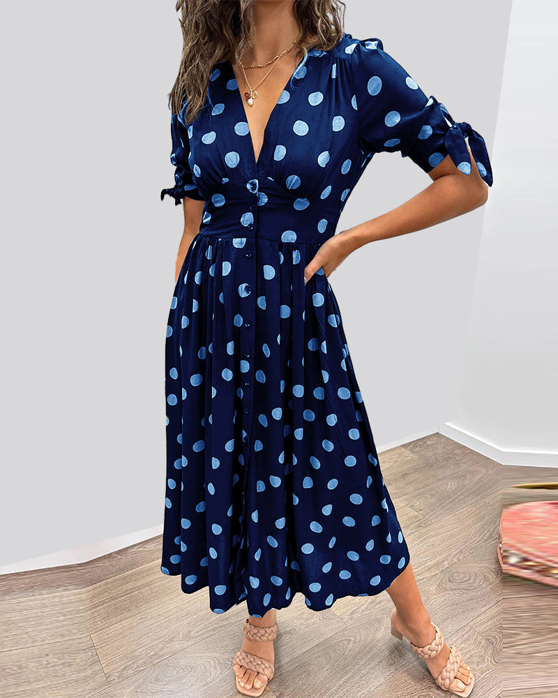 Miley™ | Polka Dots V-Neck Dress