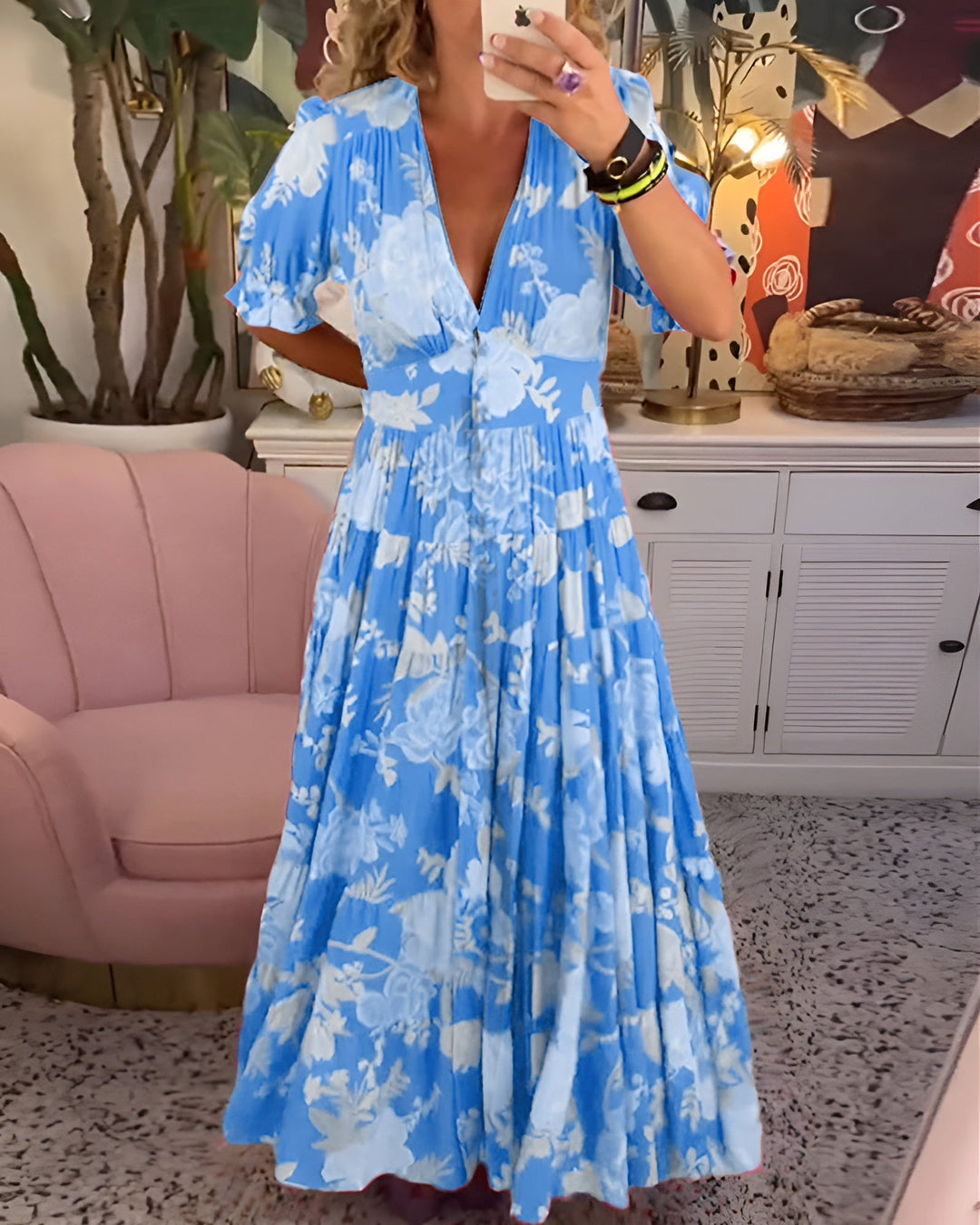 Amélie – Floral Print V-Neck Pocket Dress