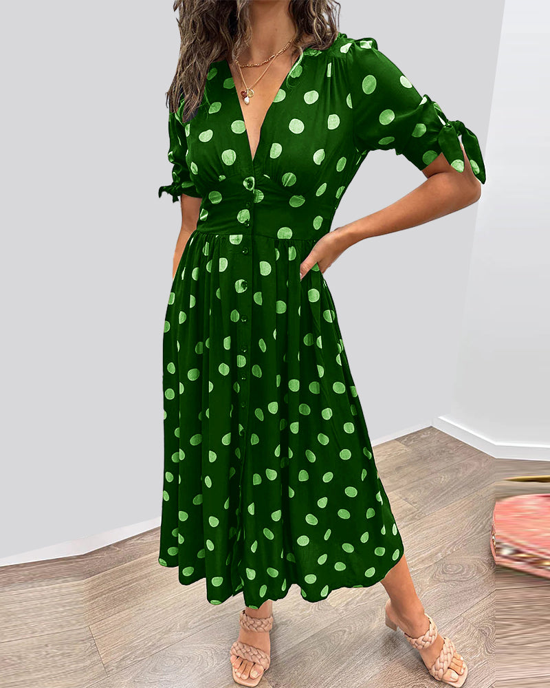 Miley™ | Polka Dots V-Neck Dress