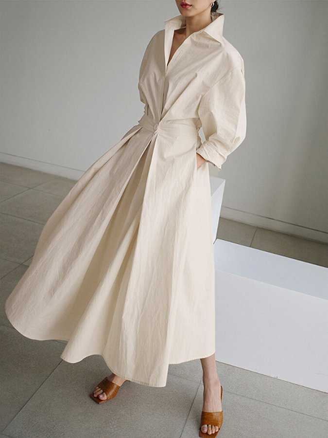 Clio™ | Chic Polo Collar A-Line Swing Dress